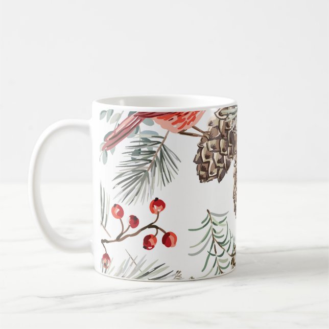 Mug Cardinal Birds Noël Motif Vintage (Gauche)