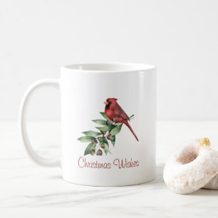 Mug Cardinal de Noël rouge avec plaine verdoyante