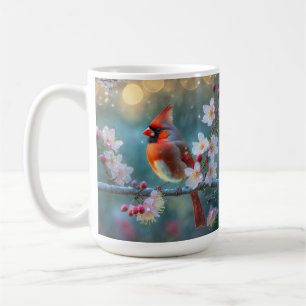 Mug Cardinal mâle au clair de lune Cerisiers en fleurs