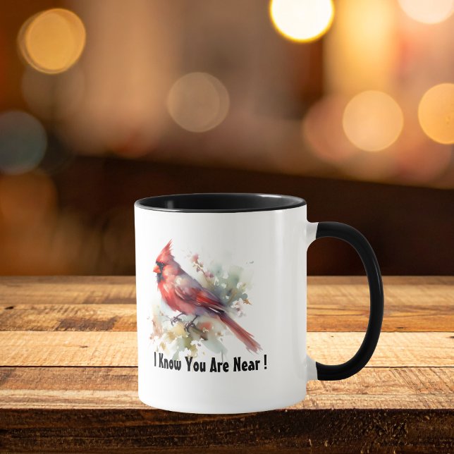 Mug Cardinal rouge à l'aquarelle '' Êtes Proche'' pers (Elegant Home decor)