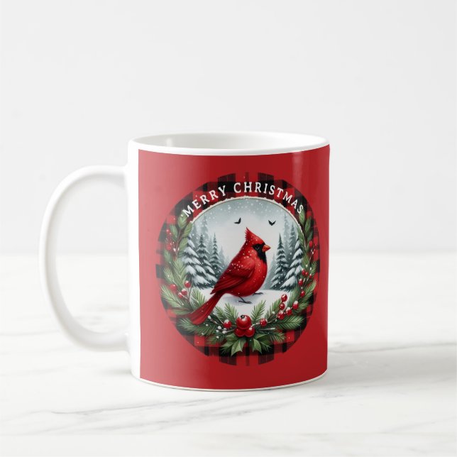 Mug Cardinal rouge avec baies de houx (Gauche)