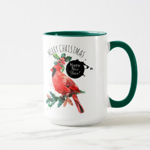 Mug Cardinal Rouge Bonne année et Joyeux Noël