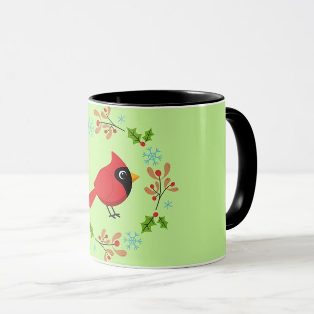 Mug Cardinal Rouge Cardinal Cardinal aux Fleurs (Devant droit)