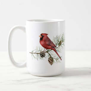 Mug Cardinal Rouge, Pine Cones, Noël de la Branche
