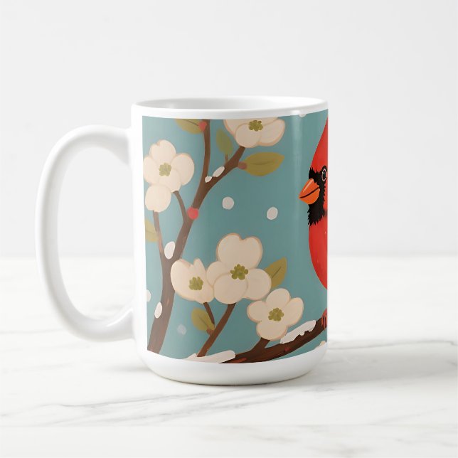 Mug Cardinal rouge sur branche d'hiver (Gauche)