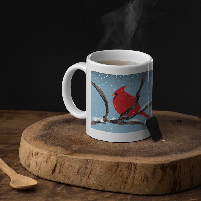 Mug Cardinal Rouge Sur Une Bande De Branche (Créateur téléchargé)