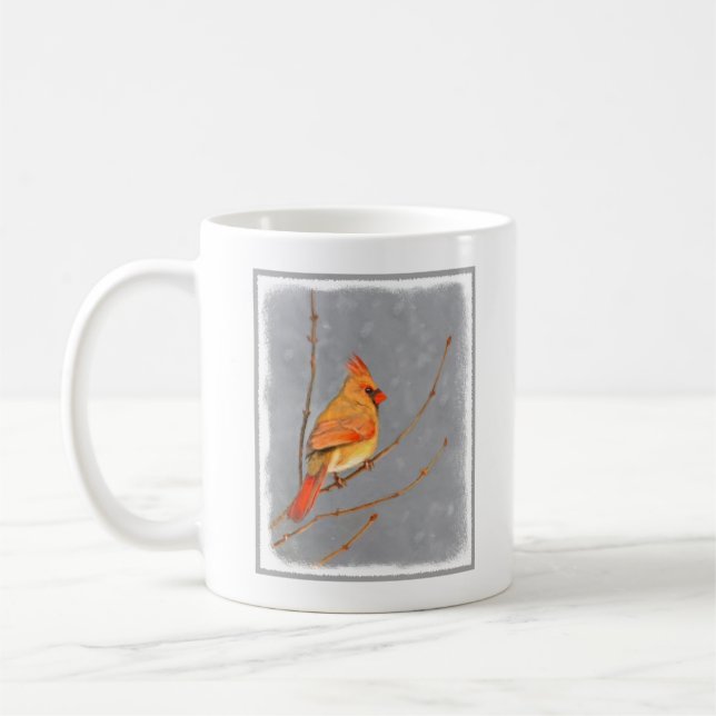 Mug Cardinal sur la peinture de branche - Art original (Gauche)