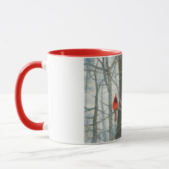 Mug Cardinaux aquarelle d'hiver (Gauche)