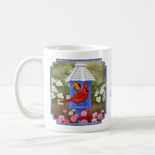 Mug Cardinaux et maison d'oiseaux bleue