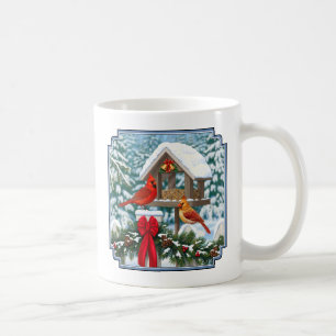Mug Cardinaux et nourriciers d'oiseaux de Noël