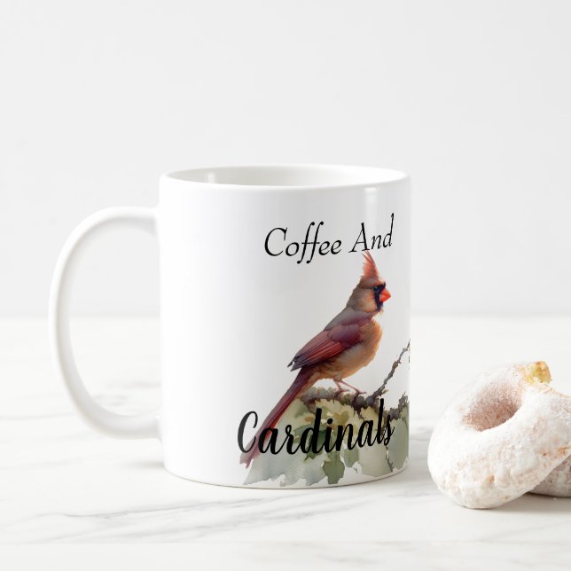 Mug Cardinaux Observation des oiseaux Personnaliser (Avec donut)