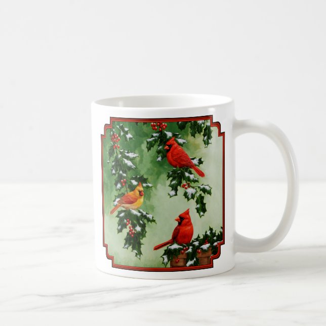 Mug Cardinaux rouges du Nord et houx (Droite)