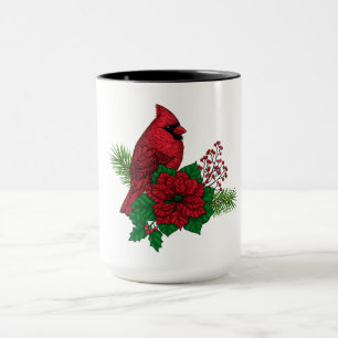 Mug Cardinaux rouges sur décoration de Noël