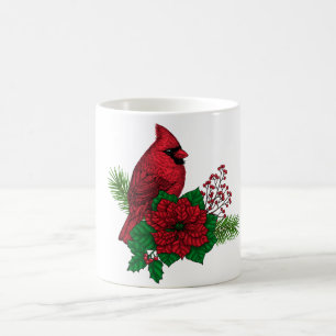 Mug Cardinaux rouges sur décoration de Noël