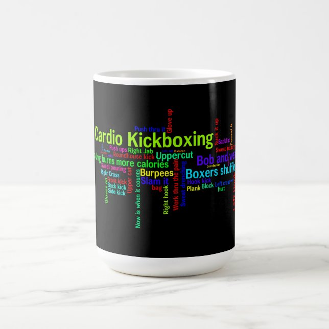 Mug Cardio- nuage de mot de Kickboxing (Centre)