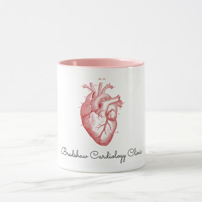 Mug Cardiologue cardiaque anatomique Nom Café (Centre)