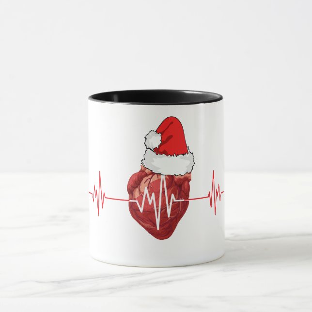 Mug Cardiologue de Noël Père Noël Cardiologie du Coeur (Centre)