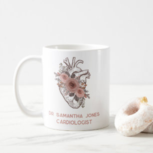 Mug Cardiologue floral du coeur anatomique personnalis