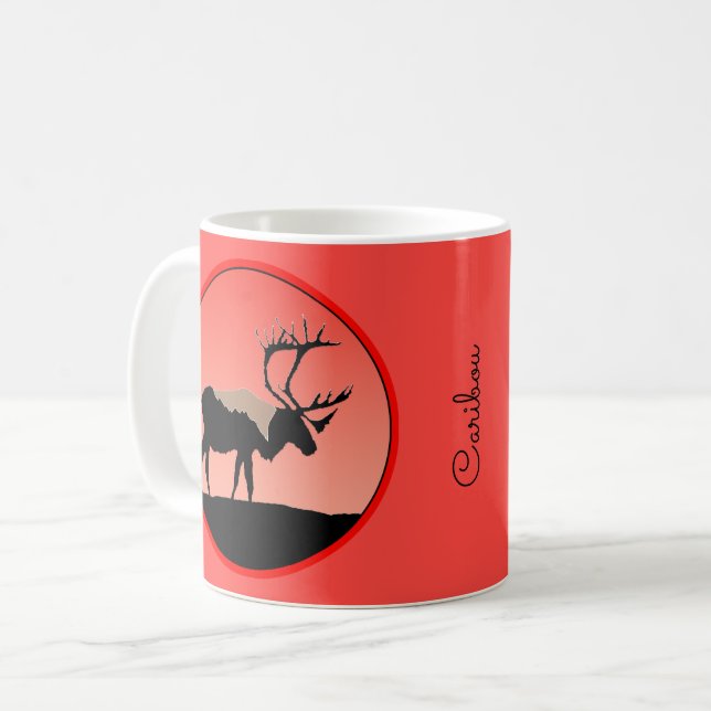 Mug Caribou au coucher du soleil - Art original de la  (Devant gauche)