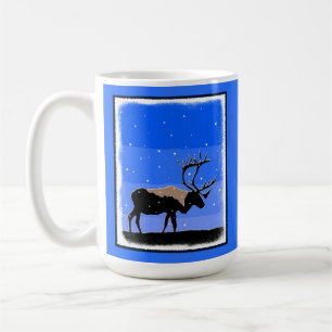 Mug Caribou en hiver - Art original de la faune