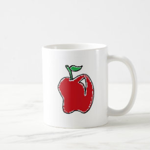 Mug Caricature à la pomme rouge dessinée à la main