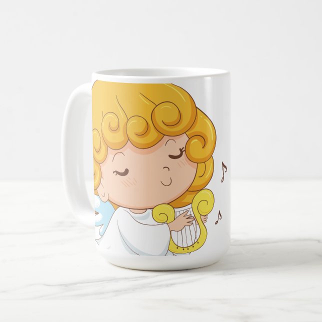 Mug Caricature à main mignonne fille ange (Devant gauche)