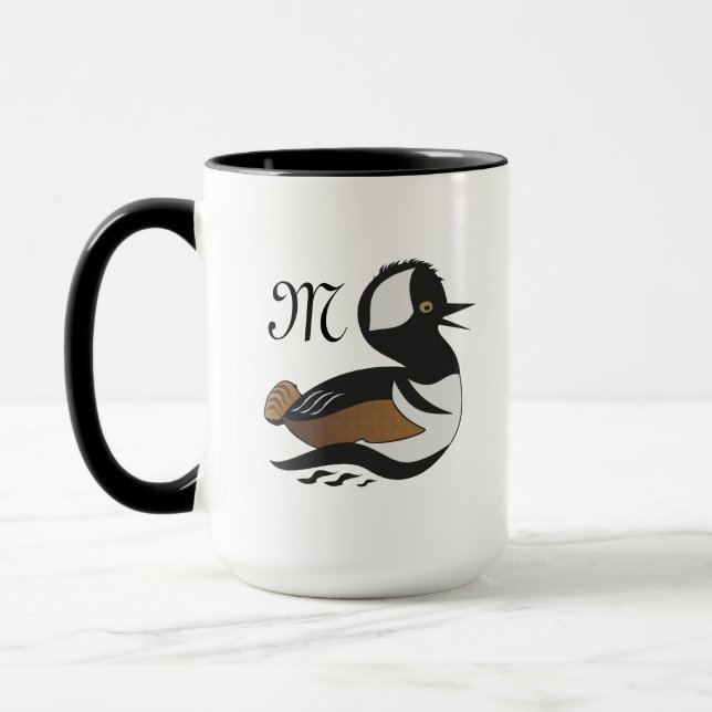 Mug Caricature adorable à capuchon Merganser Duck (Gauche)