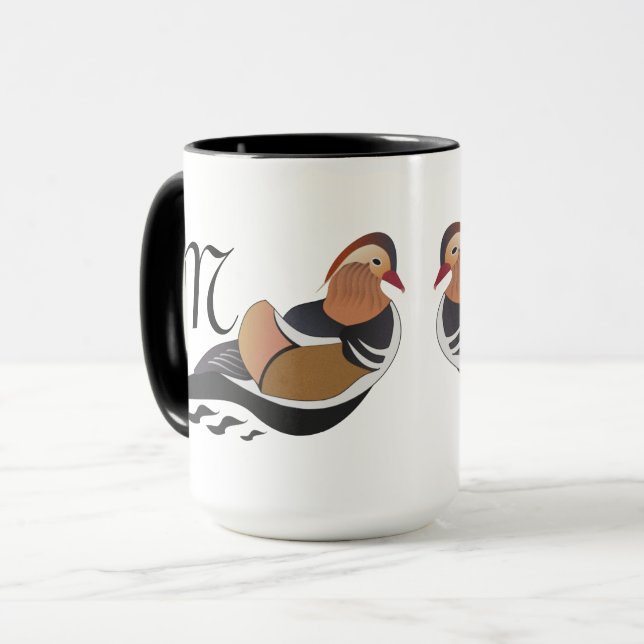 Mug Caricature adorable Mandarin Canard de natation (Devant gauche)