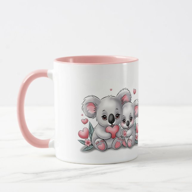 Mug Caricature adorée Koala Coeurs Saint Valentin (Gauche)