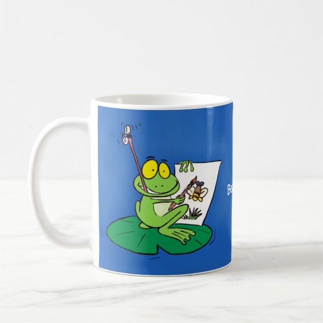 Mug Caricature amusante de grenouille verte (Gauche)