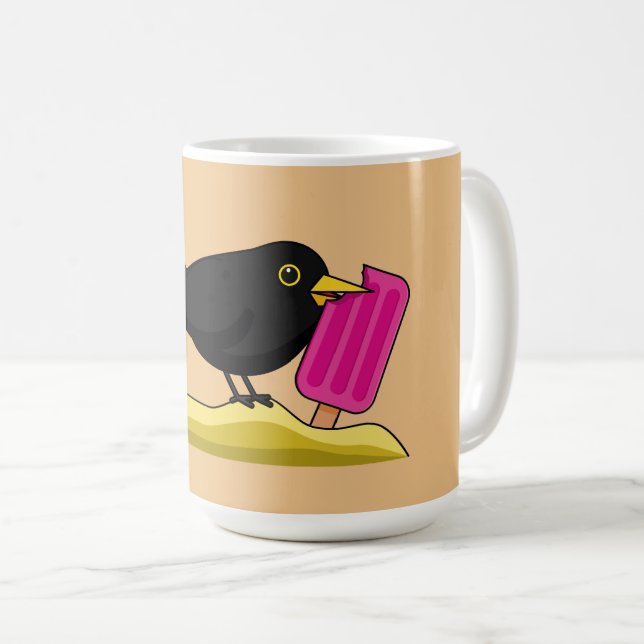 Mug Caricature Blackbird Manger Une Crème De Glace (Devant droit)