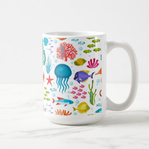 Mug Caricature colorée de la vie marine mignonne