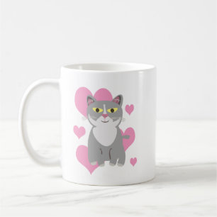 Mug Caricature d'amour d'art de chats gris