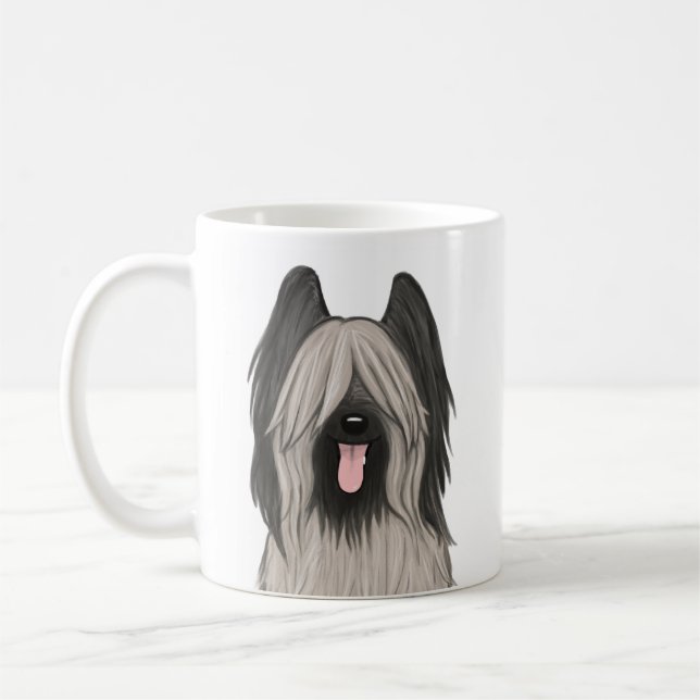 Mug Caricature de Briard de chien animal de compagnie  (Gauche)