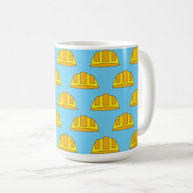 Mug Caricature de Casquette dur jaune (Devant droit)