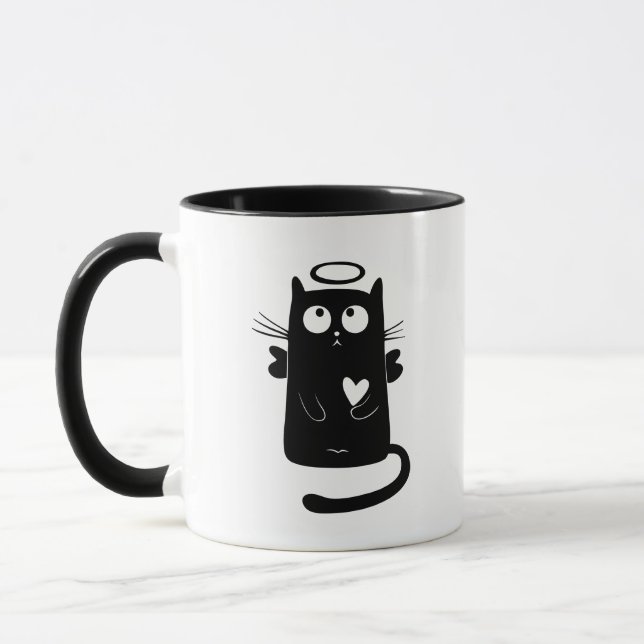 Mug Caricature de chat noir angélique (Gauche)