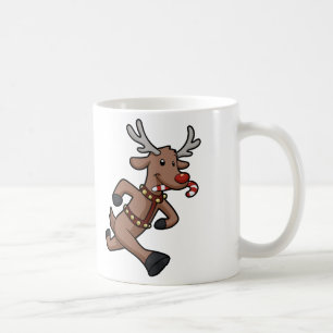 Mug Caricature de Happy Reindeer Runs   choisir la cou