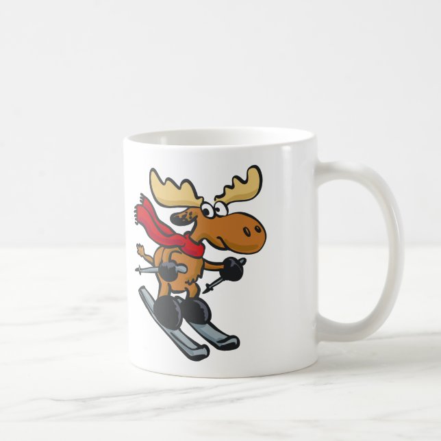Mug Caricature de Moose Skier| choisir la couleur arri (Droite)
