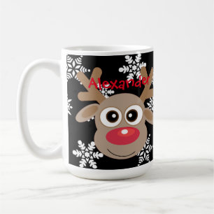 Mug Caricature de Noël de mignons rennes Snowflakes no