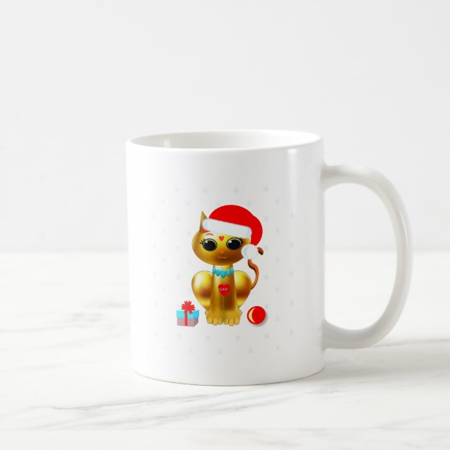 Mug Caricature de Noël pour chatte chatte en or (Droite)