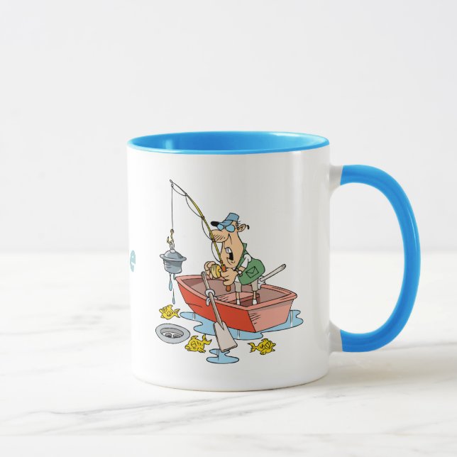 Mug Caricature de pêche amusante personnalisée (Droite)