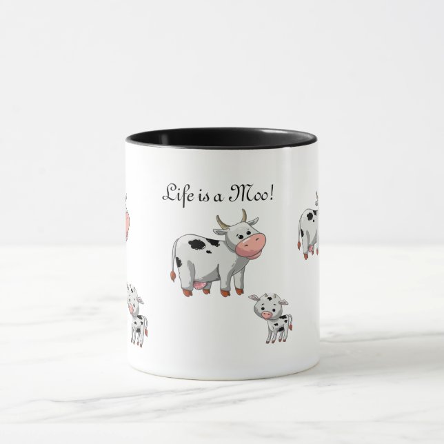 Mug Caricature de Vache mignonne et de veau (Centre)