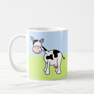 Mug Caricature de vache noire et blanche.