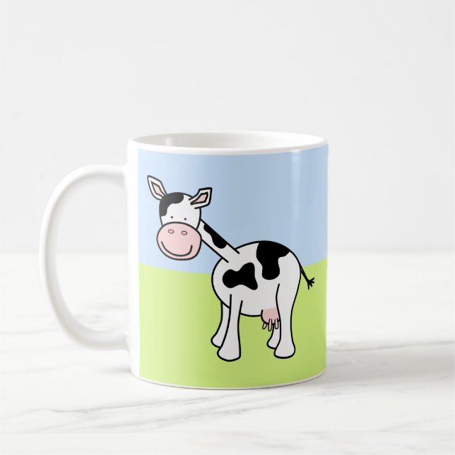 Mug Caricature de vache noire et blanche. (Gauche)