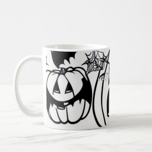 Mug Caricature d'halloween noir et blanc (Gauche)