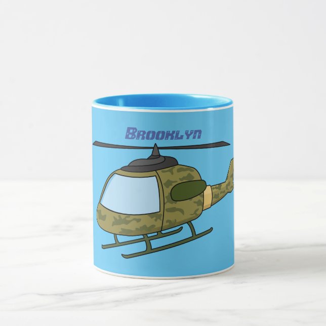 Mug Caricature d'hélicoptère camoflage de l'armée (Centre)
