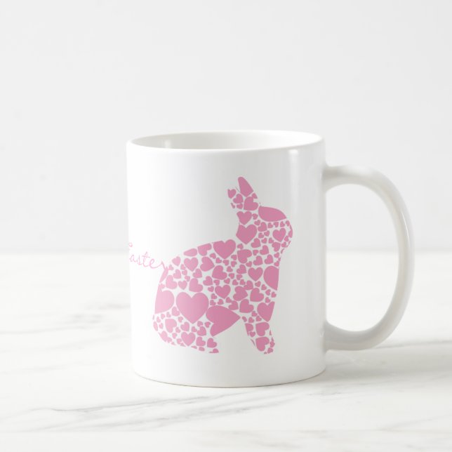 Mug Caricature du coeur de lapin de Pâques rose pâle (Droite)