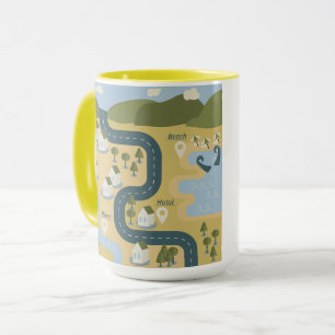 Mug Caricature élégante paysage carte de voyage