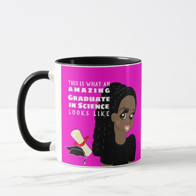 Mug Caricature GRADUATE Cadeau Black Female Dreds Brai (Gauche)