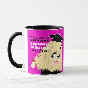 Mug Caricature GRADUATE Cadeau Femme Blonde cheveux bl